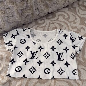 Designer Logo Print cropped T-Shirt - Black & White